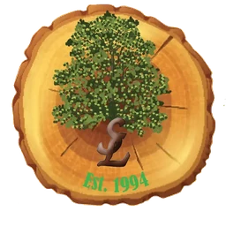 Salim's Tree Service: a tree growing from a cut log, established 1994